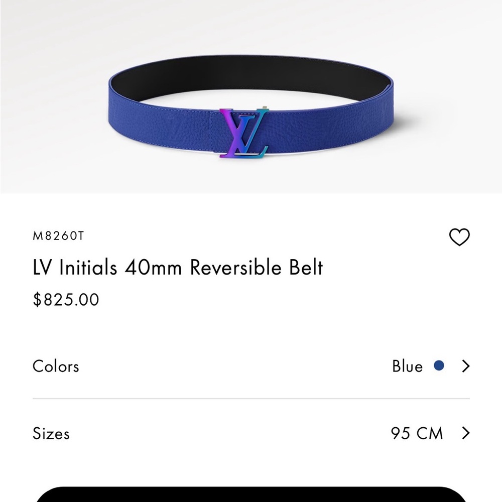 LV Initials 40mm Reversible Belt 95CM Blue